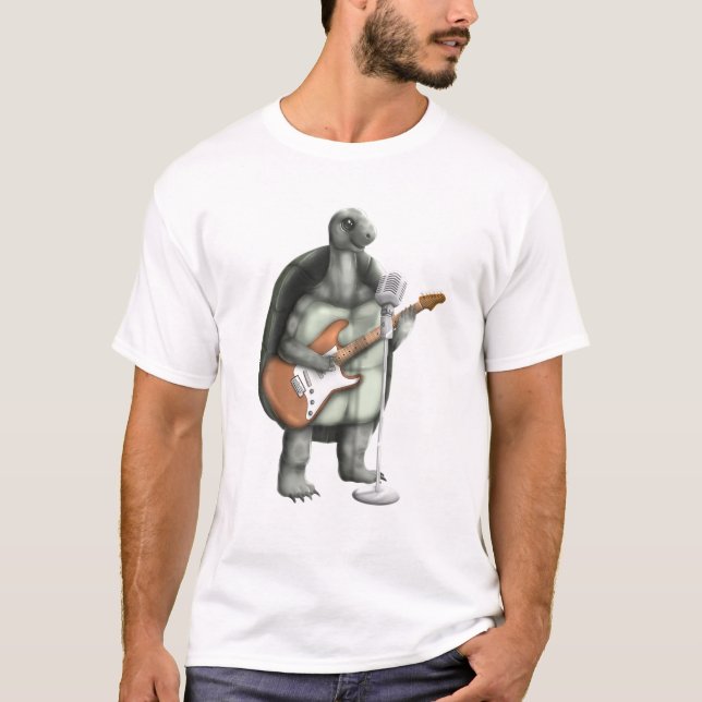 Turtle Singing Guitar Player Musician Music Gitarr T-Shirt (Vorderseite)