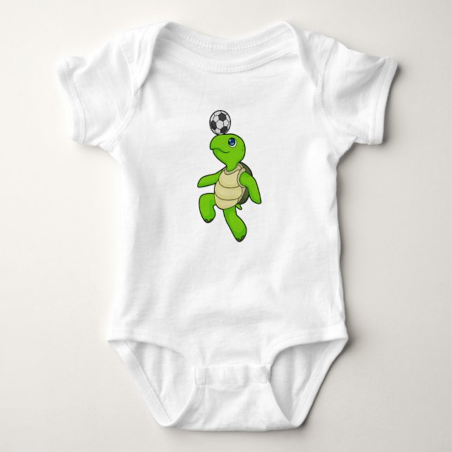 Turtle Soccer Player Soccer Baby Strampler (Vorderseite)