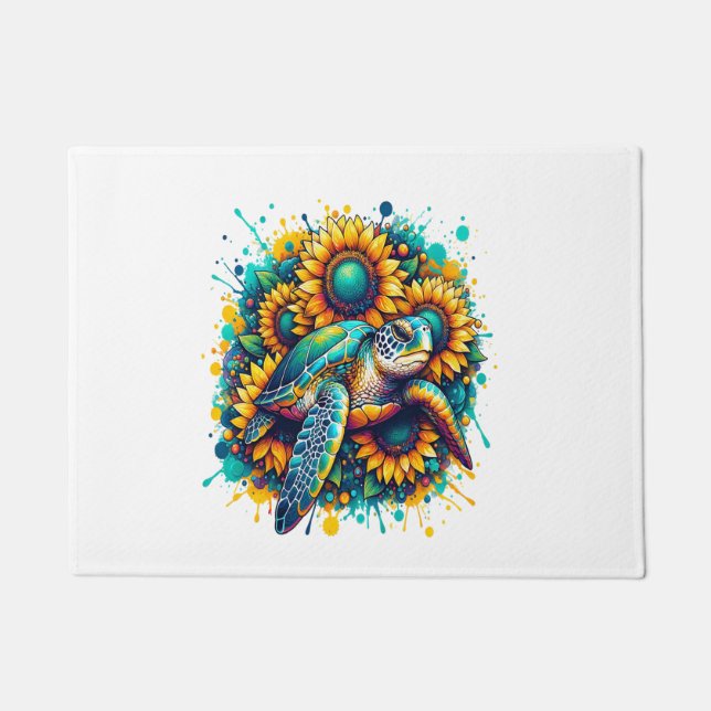 Turtle Sunflower Fußmatte (Vorderseite)