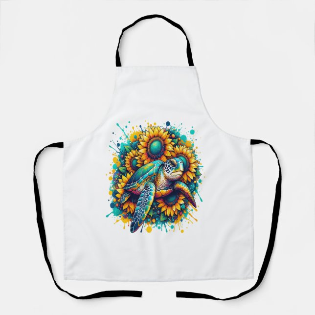 Turtle Sunflower Schürze (Vorderseite)