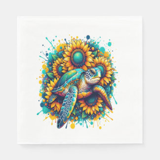 Turtle Sunflower Serviette