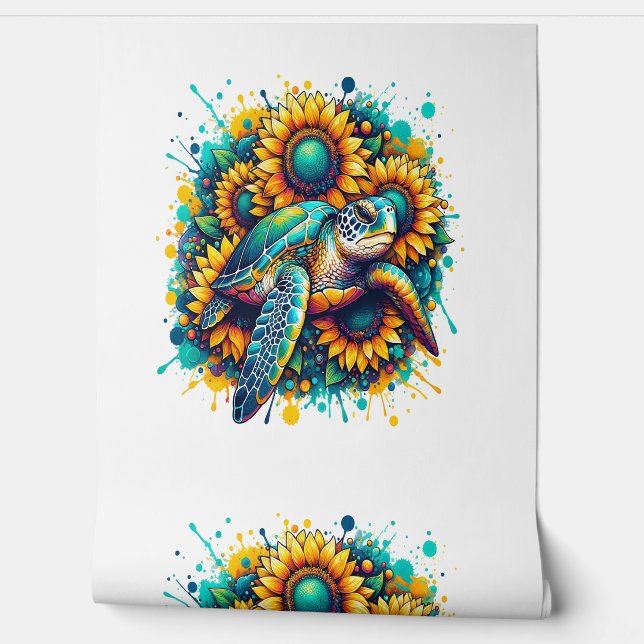 Turtle Sunflower Tapete (Abrollen)
