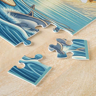 Turtle Surfing Flexible Photo Kids Puzzle avec Gif