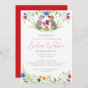 Turtle Tea Party Geburtstagsfeier Einladung