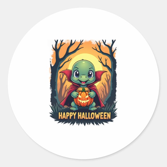 Turtle Tortoise Boo Vampire Trick oder Treat Hallo Runder Aufkleber (Vorderseite)