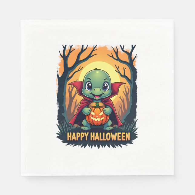 Turtle Tortoise Boo Vampire Trick oder Treat Hallo Serviette (Vorderseite)