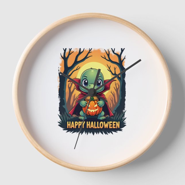 Turtle Tortoise Boo Vampire Trick oder Treat Hallo Uhr (Vorderseite)