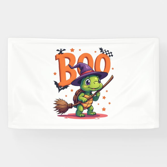 Turtle Tortoise Boo Witch Trick oder behandeln Hal Banner (Horizontal)
