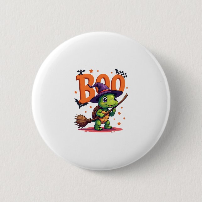 Turtle Tortoise Boo Witch Trick oder behandeln Hal Button (Vorderseite)