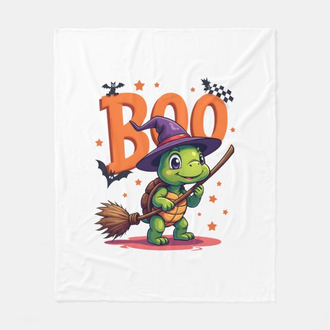 Turtle Tortoise Boo Witch Trick oder behandeln Hal Fleecedecke (Vorderseite)