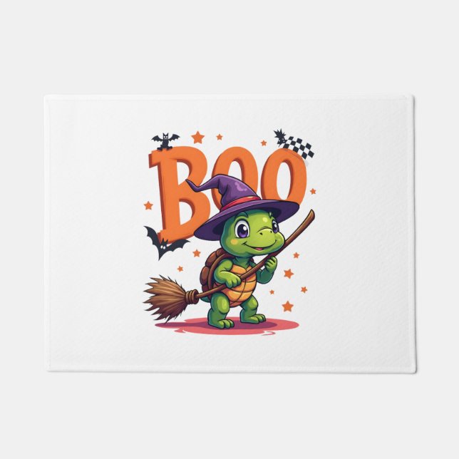 Turtle Tortoise Boo Witch Trick oder behandeln Hal Fußmatte (Vorderseite)