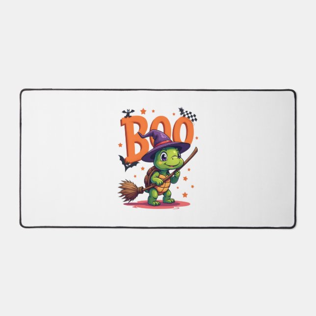 Turtle Tortoise Boo Witch Trick oder behandeln Hal Schreibtischunterlage (Vorderseite)