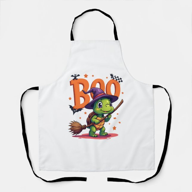 Turtle Tortoise Boo Witch Trick oder behandeln Hal Schürze (Vorderseite)