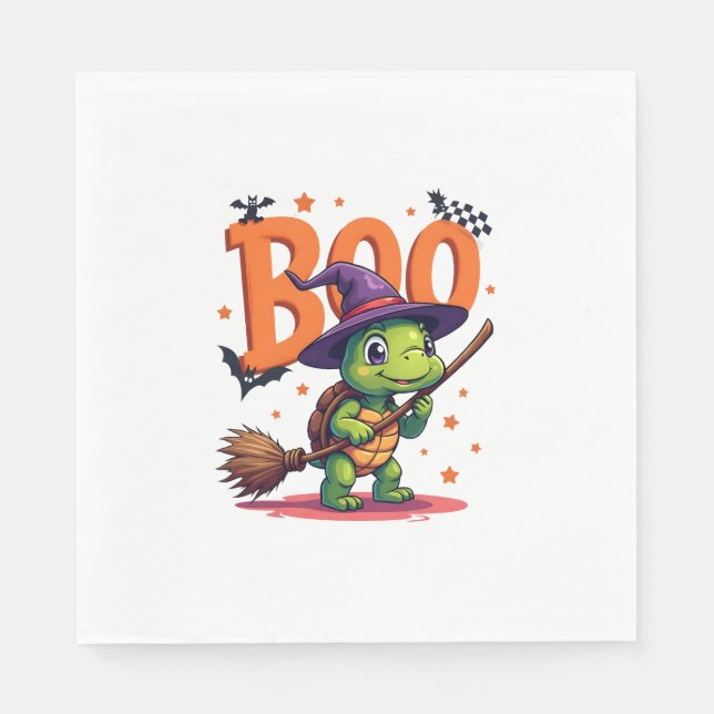 Turtle Tortoise Boo Witch Trick oder behandeln Hal Serviette (Vorderseite)