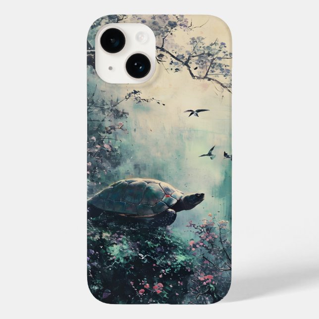 Turtle Tranquility Blossom Case-Mate iPhone 14 Hülle (Rückseite)