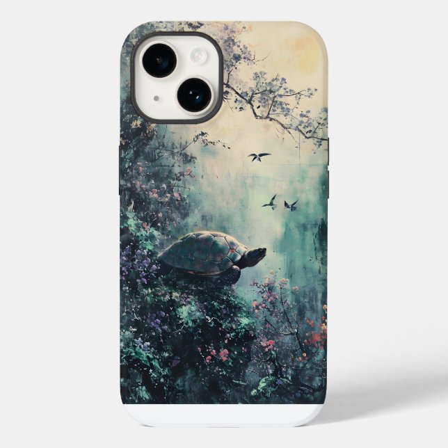 Turtle Tranquility Blossom Case-Mate iPhone 14 Hülle (Rückseite)