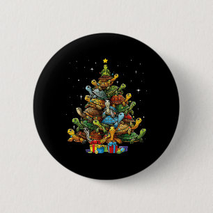 Turtle Tree Christmas Tree Adorable Turtle Christm Button
