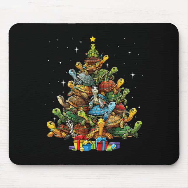 Turtle Tree Christmas Tree Adorable Turtle Christm Mousepad (Vorne)