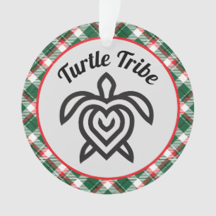 Turtle Tribe Kariert Round Ornament