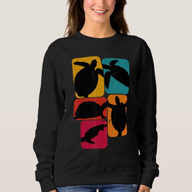 Turtle turtles Retro Design Sweatshirt (Vorderseite)