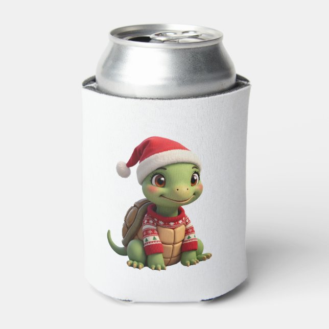 Turtle Ugly Sweater Santa Hat Christmas T-Shirt (2 Dosenkühler (Kanne Vorderseite)