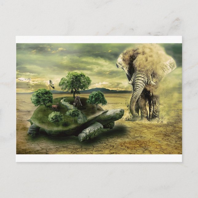 TURTLE UND ELEPHANT POSTKARTE (Vorderseite)