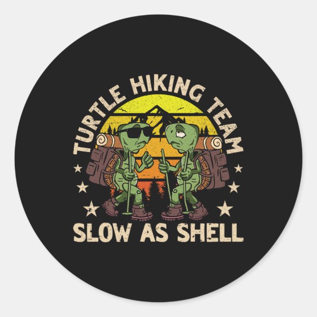Turtle Wanderteam Langsam als Muschel Funny Wander Runder Aufkleber (Vorderseite)