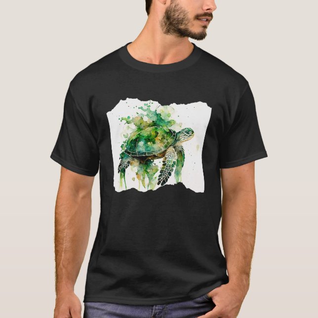 Turtle Watercolor Artwork T-Shirt (Vorderseite)