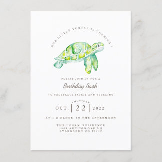 Turtle Watercolor | Ocean Life Birthday Einladung