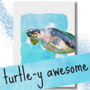 Turtle Watercolor School Valentine's Day Mitteilungskarte