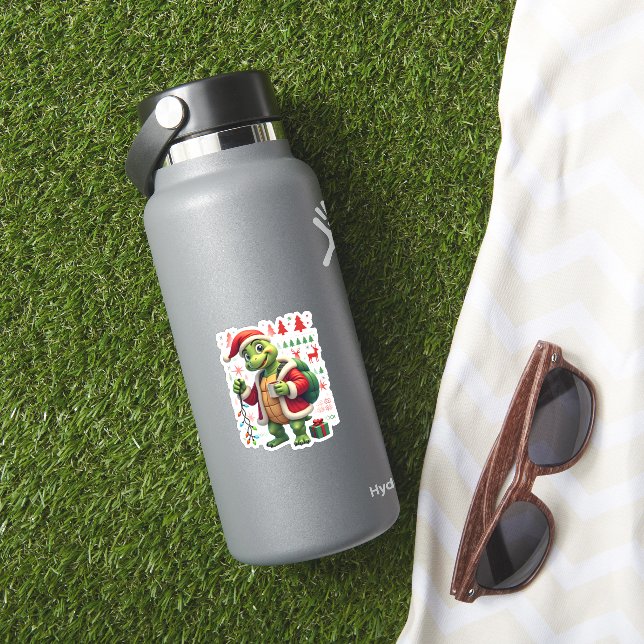 Turtle Weihnachtsbeleuchtung hässlicher Weihnachts Aufkleber (HydroFlask Insitu)