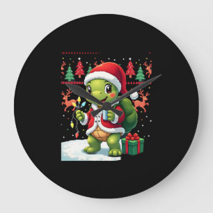 Turtle Weihnachtsbeleuchtung hässlicher Weihnachts Große Wanduhr