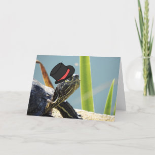 Turtle with an Monocle and Top Hat Blank Greeting Karte
