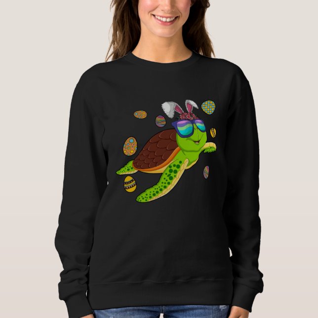 Turtle With Bunny Ears Easter Day Cute Boys Girls  Sweatshirt (Vorderseite)