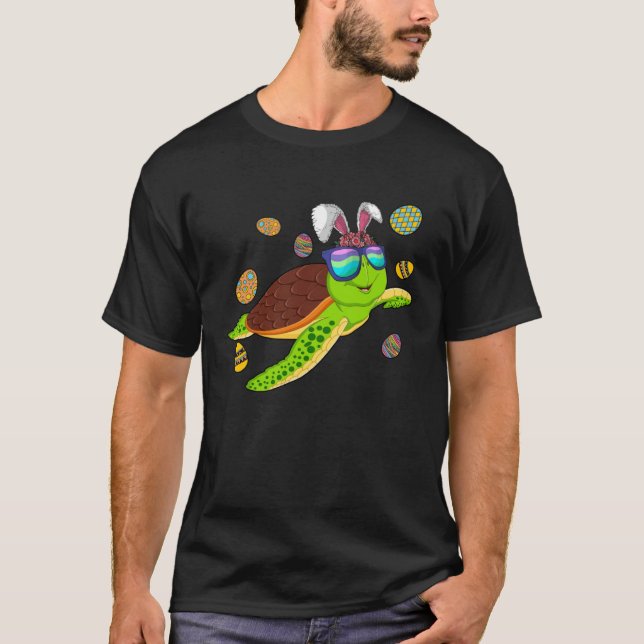 Turtle With Bunny Ears Easter Day Cute Boys Girls  T-Shirt (Vorderseite)