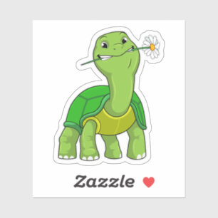 Turtle with Flower Daisy Aufkleber