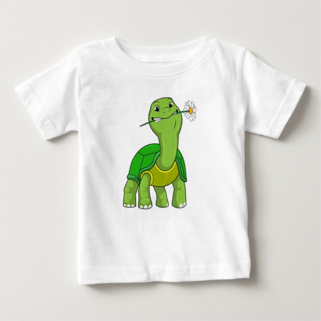 Turtle with Flower Daisy Baby T-shirt (Vorderseite)
