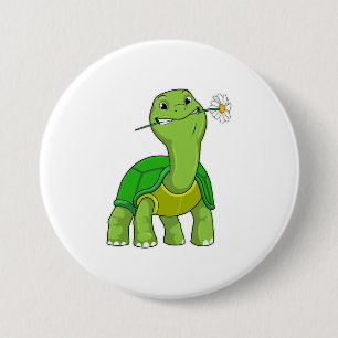 Turtle with Flower Daisy Button