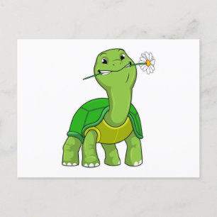 Turtle with Flower Daisy Postkarte