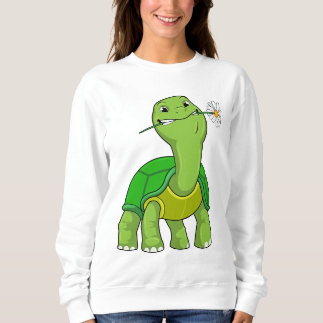 Turtle with Flower Daisy Sweatshirt (Vorderseite)