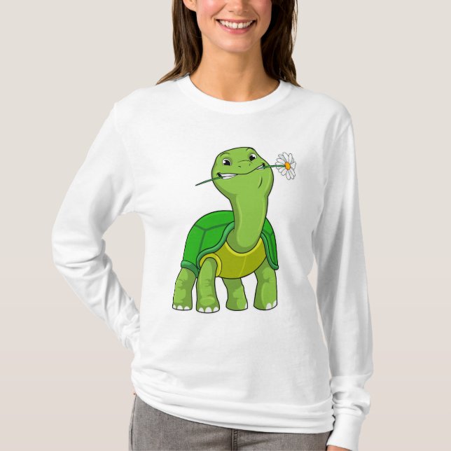 Turtle with Flower Daisy T-Shirt (Vorderseite)