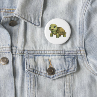 Turtle with Leaf Hat Pin | Animal Badge Button