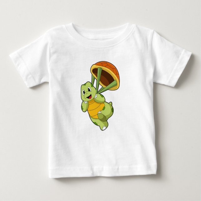 Turtle with Shell as Skydiver Baby T-shirt (Vorderseite)