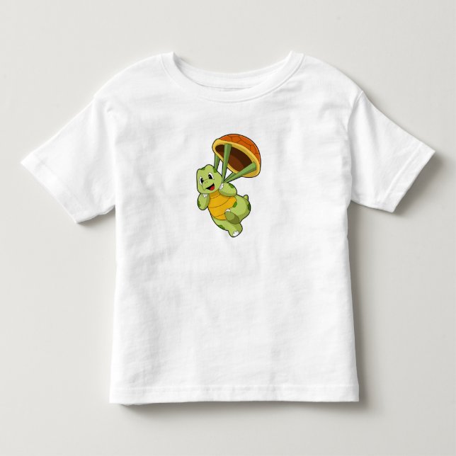 Turtle with Shell as Skydiver Kleinkind T-shirt (Vorderseite)