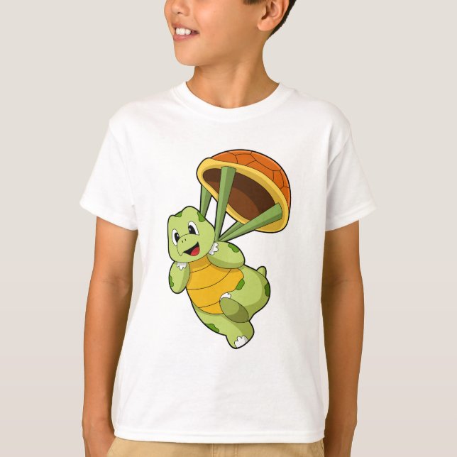 Turtle with Shell as Skydiver T-Shirt (Vorderseite)