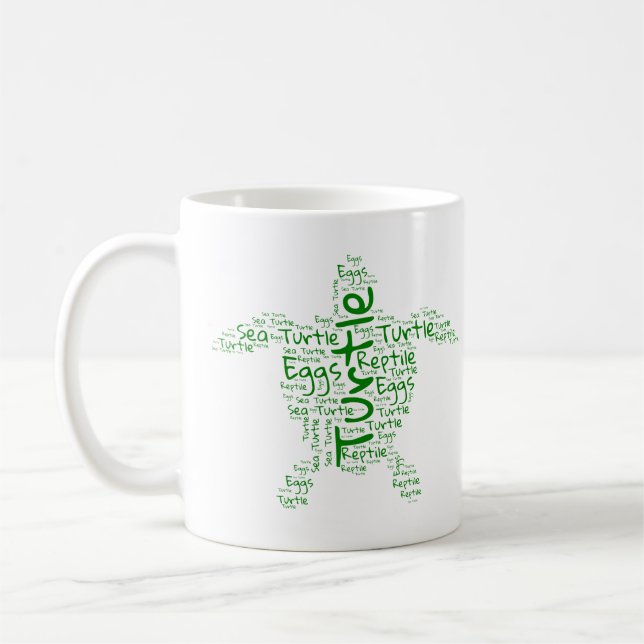 Turtle Word Cloud - Einzigartiges Geschenk Kaffeetasse (Links)