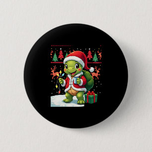 Turtle Xmas Lichteleien hässlicher Santa Turtle We Button