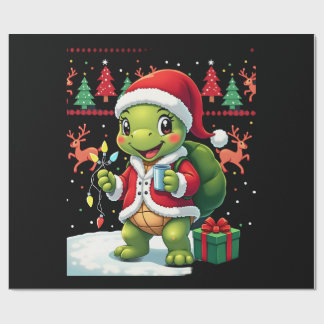 Turtle Xmas Lights Ugly Santa Turtle Christmas Tan Geschenkpapier