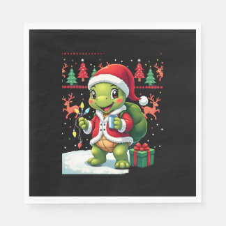 Turtle Xmas Lights Ugly Santa Turtle Christmas Tan Serviette