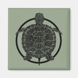 Turtle Zeichn - Wildlife Circle Series Magnet